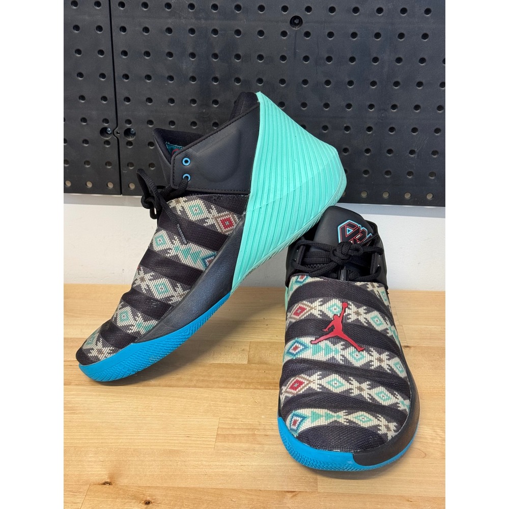 Jordan Why Not Zer0.1 N7 Mens Basketball Shoes Black Turquoise BQ2383-001 Sz 13
